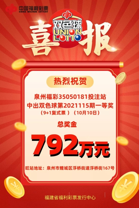 福建泉州792万喜报